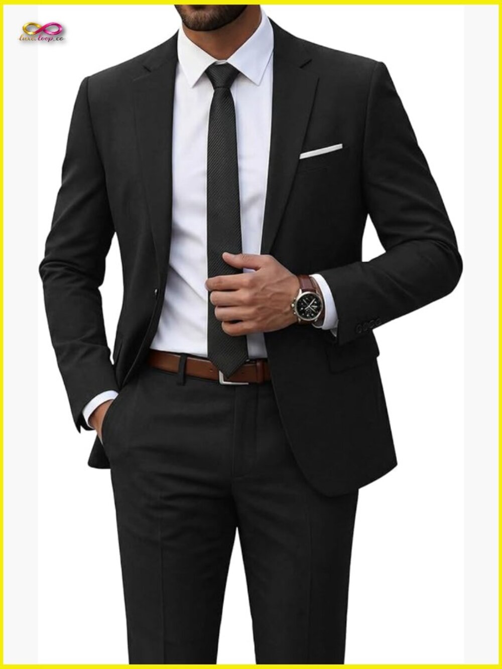 Men's Slim Fit 2 Piece Suit Set Jacket Pants One Button Solid Prom Wedding